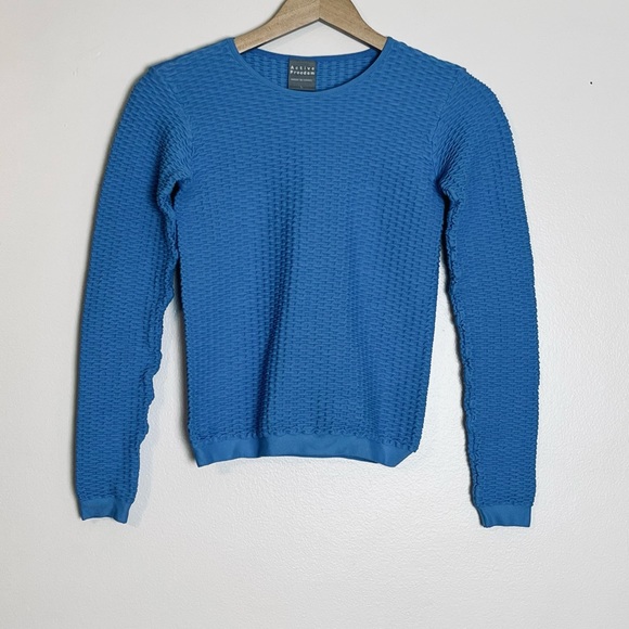 Active Freedom Waffle Stretch Women’s Long Sleeve Blue Nylon Spandex Top Sz L - Picture 10 of 11